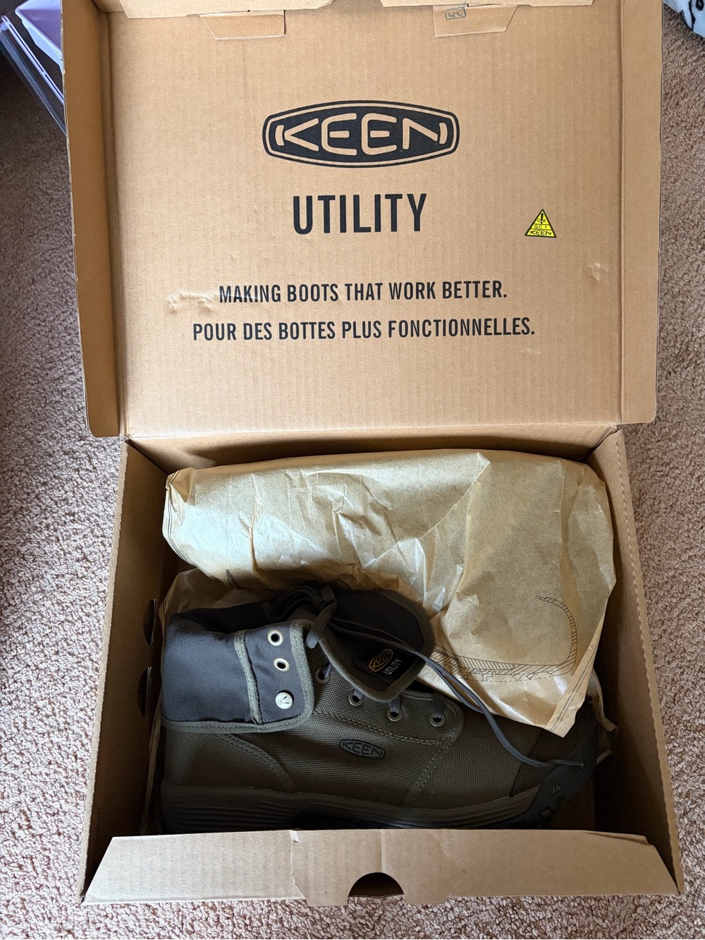 Keen Men's Olive and Brown Fold-Over Work Boots - Picture 7 of 9